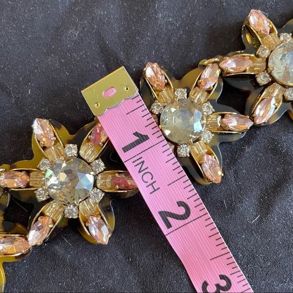J Crew Petal Burst Tortoise Flower Pink Rhinestone Crystal Statement Necklace - Picture 12 of 12